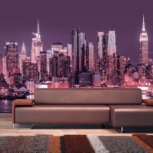 Vlies Fototapete NYC Purple Nights Premium Vlies - Lila - 250 x 175 cm