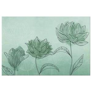 Quadro Three Flowers Tela - Verde - 90 x 60 cm
