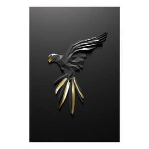 Wandbild Black Parrot Leinwand - Grau