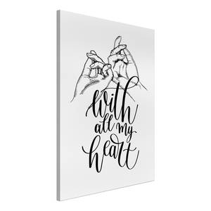 Afbeelding With All My Heart canvas - zwart/wit