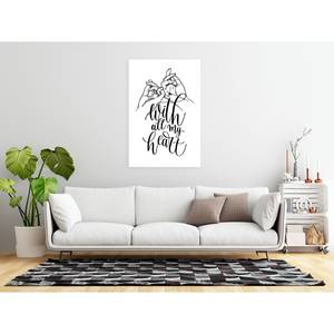 Afbeelding With All My Heart canvas - zwart/wit