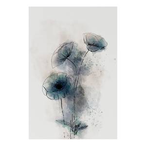 Quadro Blue Poppies Tela - Bianco
