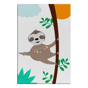 Tableau déco Happy Sloth Toile - Multicolore