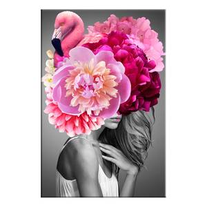 Quadro Flamingo Girl Tela - Rosa