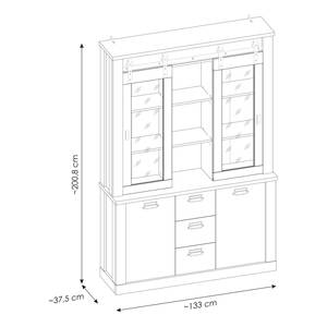 Buffet Shutter II Pinie Weiß Dekor / Anthrazit - Pinie Weiß Dekor