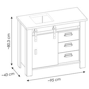 Badezimmerset Shutter V (3-teilig) Altholz Eiche Dekor / Anthrazit - Eiche Dekor