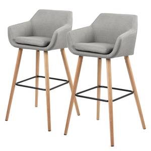 Chaise de bar NICHOLAS Tissu Stefka: Gris clair - Lot de 2