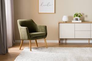 Fauteuil lounge NICHOLAS Velours côtelé Winka: Vert olive