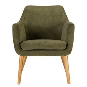 Fauteuil lounge NICHOLAS Velours côtelé Winka: Vert olive