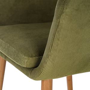 Chaise à accoudoirs NICHOLAS Velours côtelé Winka: Vert olive - 1 chaise