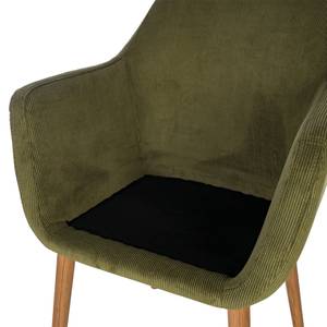 Chaise à accoudoirs NICHOLAS Velours côtelé Winka: Vert olive - 1 chaise