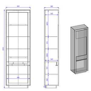 Woonwand Accra I (4-delig) Antracietkleurig/Eikenhouten look