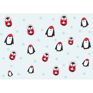 Papier peint intissé Brawling Penguins Papier peint en intissé premium - Bleu - Largeur : 250 cm