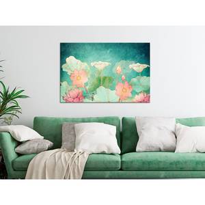 Wandbild Fairytale Flowers Leinwand - Grün - 90 x 60 cm