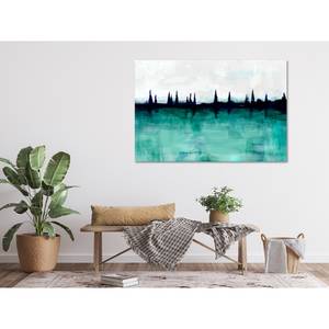 Tableau déco Mountain Lake Toile - Turquoise - 120 x 80 cm