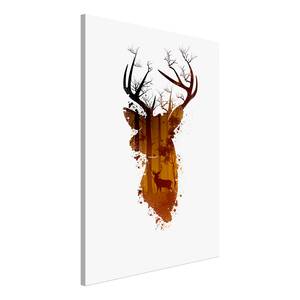 Afbeelding Deer in the Morning canvas - wit - 80 x 120 cm