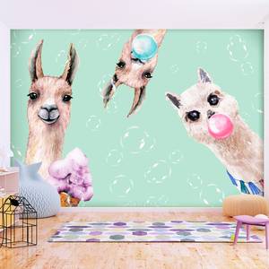 Papier peint intissé Crazy Llamas Papier peint en intissé premium - Multicolore - Largeur : 150 cm