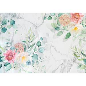 Vlies Fototapete Flowery Marble Premium Vlies - Mehrfarbig - Breite: 200 cm