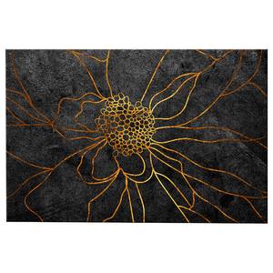 Afbeelding Flower in Gold canvas - zwart/goudkleurig - 90 x 60 cm