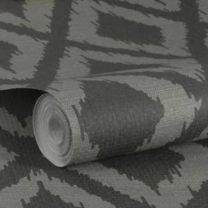 Papier peint intissé Ikat Intissé - Gris