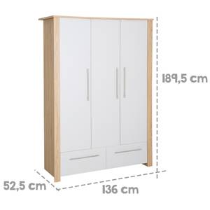 Kleiderschrank Matilda Grau - Holzwerkstoff - 136 x 190 x 53 cm