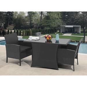 Essgruppe Trones (3-teilig) Polyrattan - Schwarz