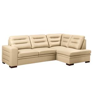 Ecksofa Pitalito Echtleder Maer: Beige - Ottomane davorstehend rechts