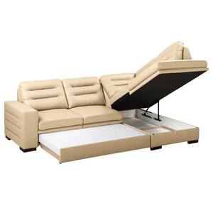 Ecksofa Pitalito Echtleder Maer: Beige - Ottomane davorstehend rechts