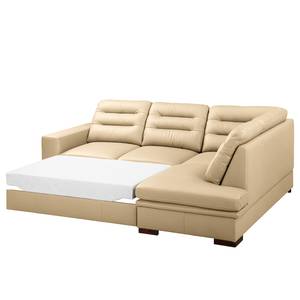 Ecksofa Pitalito Echtleder Maer: Beige - Ottomane davorstehend rechts