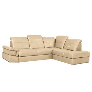 Ecksofa Katamaran Echtleder Maer: Beige - Ottomane davorstehend rechts