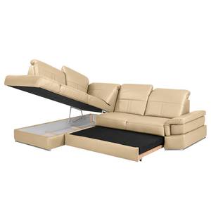 Ecksofa Katamaran Echtleder Maer: Beige - Ottomane davorstehend links