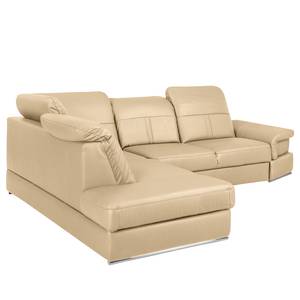 Ecksofa Katamaran Echtleder Maer: Beige - Ottomane davorstehend links