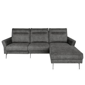 Ecksofa Sombrilla Samt Cloe: Antikgrau - Longchair davorstehend rechts