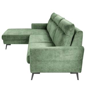 Hoekbank Sombrilla Velours Cloe: Antiek groen - Longchair vooraanzicht links