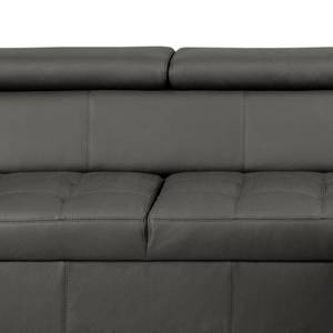 Canapé d’angle Twister Cuir Maer: Gris - Méridienne longue à droite (vue de face)