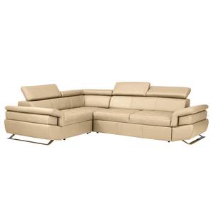 Ecksofa Twister Echtleder Maer: Beige - Ottomane davorstehend links