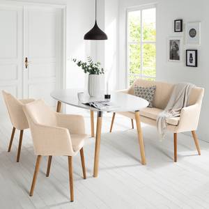 Chaise à accoudoirs NICHOLAS Tissu Stefka: Beige - Lot de 2