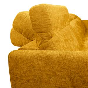 Canapé d’angle Omchak Tissu chenille Cieli: Jaune moutarde - Méridienne courte à droite (vue de face) - Appui-tête réglable
