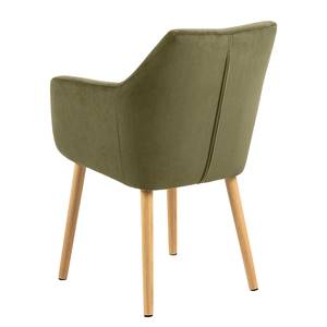 Chaise à accoudoirs NICHOLAS Velours côtelé Winka: Vert olive - Lot de 2