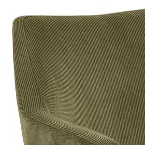 Chaise à accoudoirs NICHOLAS Velours côtelé Winka: Vert olive - Lot de 2