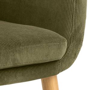 Chaise à accoudoirs NICHOLAS Velours côtelé Winka: Vert olive - Lot de 2