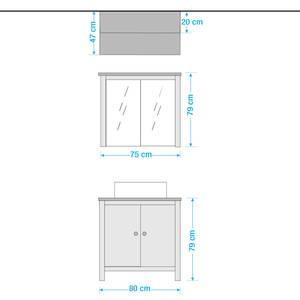 Salle de bain Sona III (2 éléments) Éclairage inclus - Blanc / Imitation chêne Sanremo
