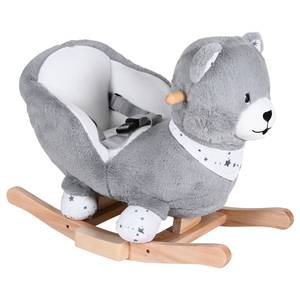 Animale a dondolo per bambini Orso Grigio - Materiale sintetico - Tessile - Legno parzialmente massello - 35 x 47 x 62 cm