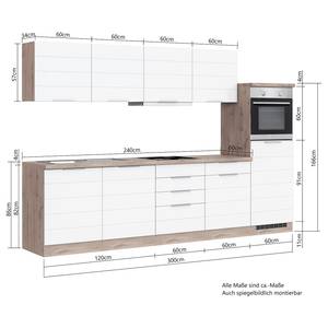 Küchenzeile Florenz III Matt Weiß - Breite: 300 cm - Glaskeramik - Mit Elektrogeräten