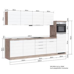 Keukenblok Florenz III Mat grijs - Breedte: 300 cm - Glas-keramisch - Met elektrische apparatuur