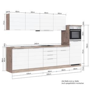 Keukenblok Florenz III Mat wit - Breedte: 300 cm - Zonder haardplaat - Zonder elektrische apparatuur