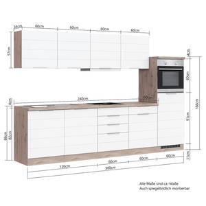 Küchenzeile Florenz IV Matt Grau - Breite: 300 cm - Glaskeramik - Mit Elektrogeräten