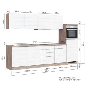 Küchenzeile Florenz III Matt Grau - Breite: 300 cm - Induktion - Mit Elektrogeräten