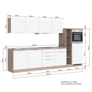 Küchenzeile Florenz IV Matt Weiß - Breite: 330 cm - Glaskeramik - Mit Elektrogeräten