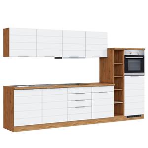 Keukenblok Florenz IV Mat wit - Breedte: 330 cm - Inductie - Met elektrische apparatuur